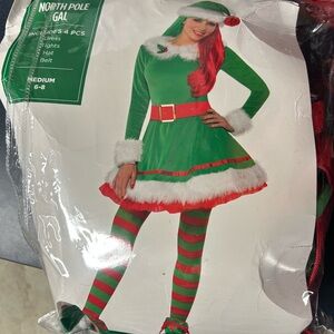 Green and Red Christmas Elf Costume